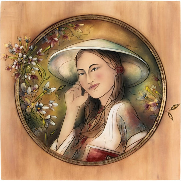 Grawerowany obraz z drewna - Portret Kobiety (model 6)-Rzeźba dekoracyjna-RzezbawDrewnie.pl-Viktor-Art