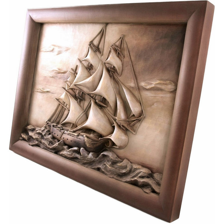 Statek - jacht żaglowy - drewno lipowe - ręcznie rzeźbiony obraz - Duży rozmiar-Rzeźba dekoracyjna-RzezbawDrewnie.pl-Viktor-Art