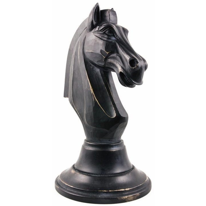 Koń Szachowy - rzeźba drewniana (rozmiar 1 - czarny)-Rzeźba dekoracyjna-RzezbawDrewnie.pl-Viktor-Art