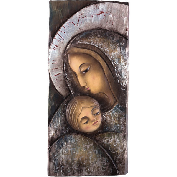 Madonna z Dzieckiem Jezusem - Srebrna Ikona-Rzeźba sakralna-RzezbawDrewnie.pl-Viktor-Art