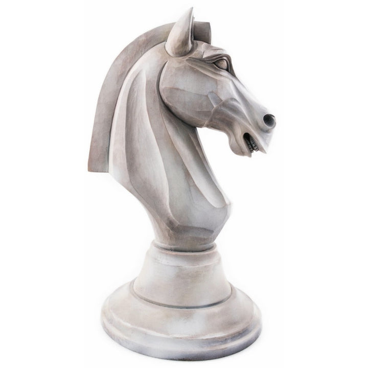 Koń Szachowy - rzeźba drewniana - (rozmiar 1 - biały)-Rzeźba dekoracyjna-RzezbawDrewnie.pl-Viktor-Art