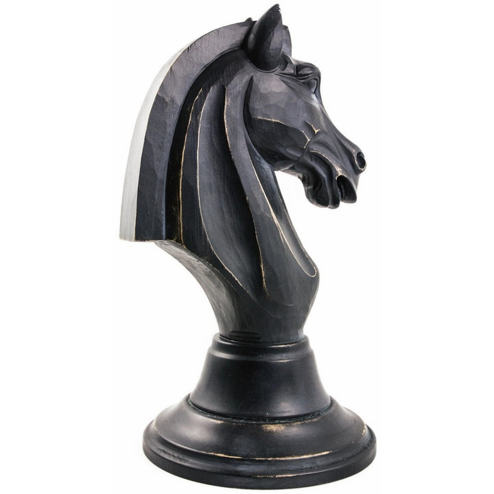 Koń Szachowy - rzeźba drewniana (rozmiar 1 - czarny)-Rzeźba dekoracyjna-RzezbawDrewnie.pl-Viktor-Art
