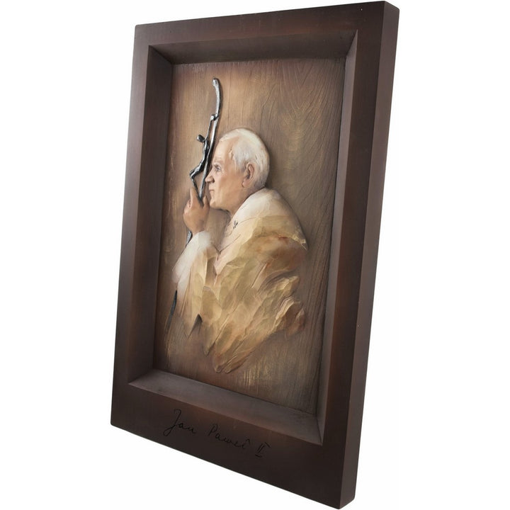Papież - Jan Paweł II - Wygrawerowany oryginalny Podpis-Rzeźba sakralna-RzezbawDrewnie.pl-Viktor-Art