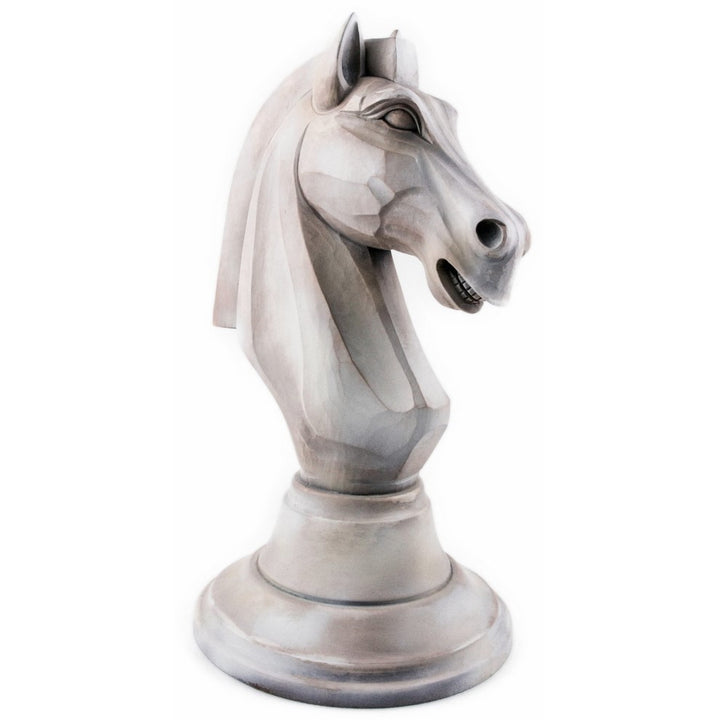 Koń Szachowy - Mega wielkość - rzeźba drewniana (wielkość 2 - biały)-Rzeźba dekoracyjna-RzezbawDrewnie.pl-Viktor-Art