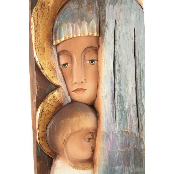Święta Maria z Dzieckiem Jezusem - Styl ikoniczny-Rzeźba sakralna-RzezbawDrewnie.pl-Viktor-Art
