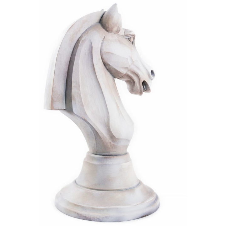 Koń Szachowy - Mega wielkość - rzeźba drewniana (wielkość 2 - biały)-Rzeźba dekoracyjna-RzezbawDrewnie.pl-Viktor-Art