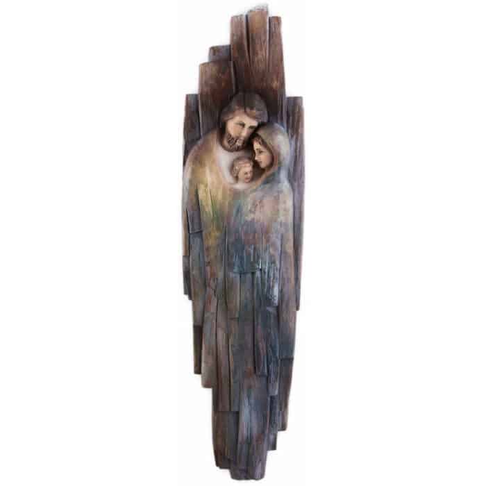 Święta Rodzina - Serce i Dom (model 1) – drewniana figura na ślub Święta Rodzina - Serce i Dom (model 1) figura drewniana – prezent na ślub – ujęcie 3