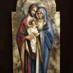 Święta Rodzina - Serce i Dom - Bizancjum (Model 4) - Złoto - Mega wielkość figura drewniana – prezent na ślub – ujęcie