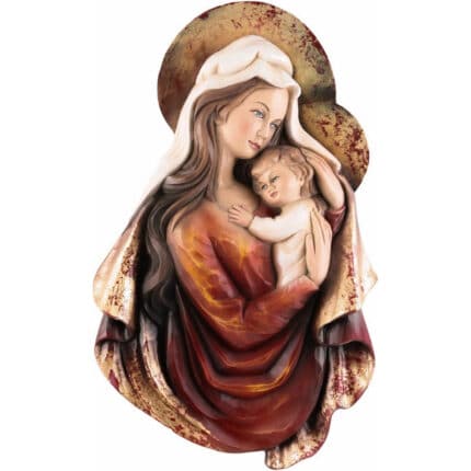 Święta Maryja i Dzieciątko Jezus - Symbol Miłości Matki figura drewniana – prezent na pierwszą komunię – ujęcie 3