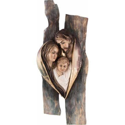 Święta Rodzina - Serce i Dom - Serce (model 13) figura drewniana – prezent na jubileusz – ujęcie 3