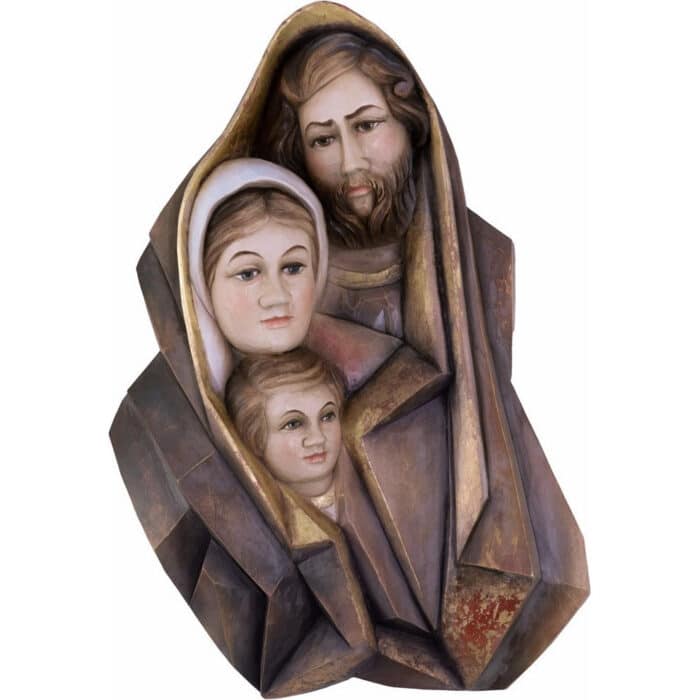 Święta Rodzina - Serce i dom - Podróże (model 16) figura drewniana – prezent na chrzest – ujęcie 2