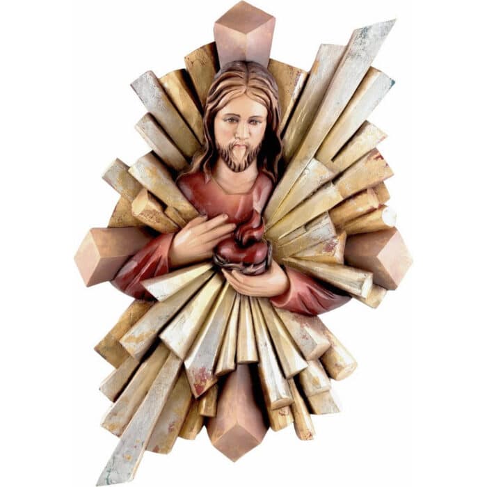 Jezus Chrystus - Serce Miłosierdzia – drewniana figura na rocznicę ślubu Jezus Chrystus - Serce Miłosierdzia figura drewniana – prezent na rocznicę ślubu – ujęcie 3