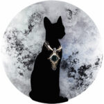 Dekoracja ścienna - Czarny Kot - bogato zdobiony rzeźba drewniana – dekoracja wnętrza – ujęcie 3