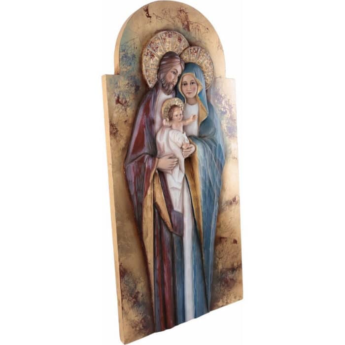 Święta Rodzina - Serce i Dom - Bizancjum (model 4) - Złoto figura drewniana – prezent na jubileusz – ujęcie 2