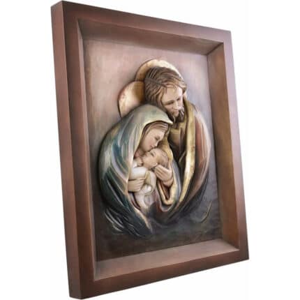 Święta Rodzina - Serce i Dom - Rama (model 10) figura drewniana – prezent na chrzest – ujęcie 2