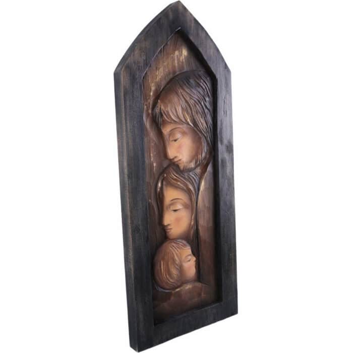 Święta Rodzina - Serce i Dom - Okno (Model 3) figura drewniana – prezent na chrzest – ujęcie 2