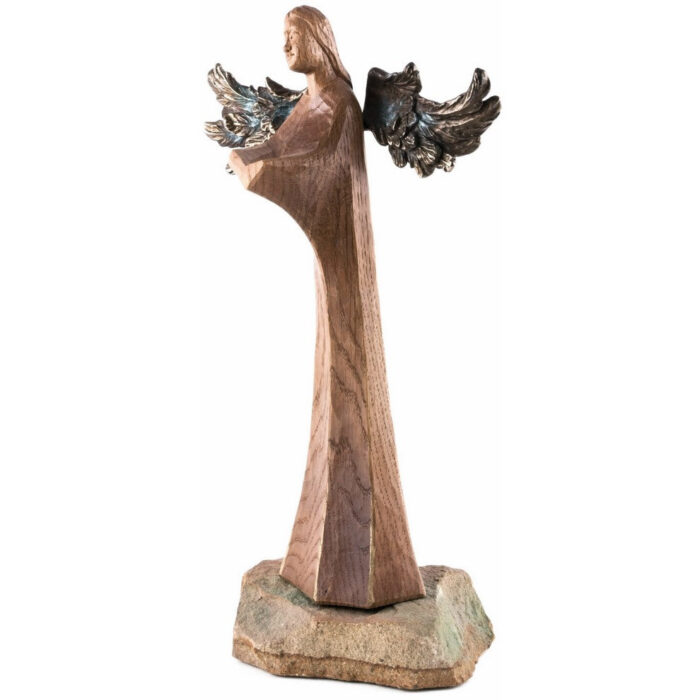 Anioł - Seria Exclusive - Patron biblioteki - (Model 1 z 3) figura drewniana – prezent na rocznicę ślubu – ujęcie 2