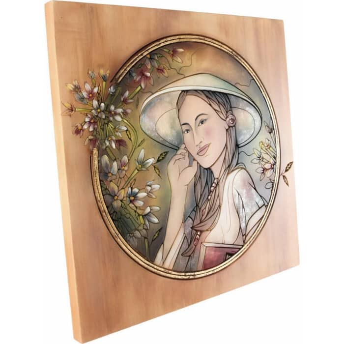 Portret Kobiety (model 6) rzeźba drewniana – dekoracja salonu – ujęcie 2