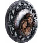 Święta rodzina - Serce i dom - Księżyc - Ażurowe tło (Model 9) - Srebro figura drewniana – prezent na pierwszą komunię