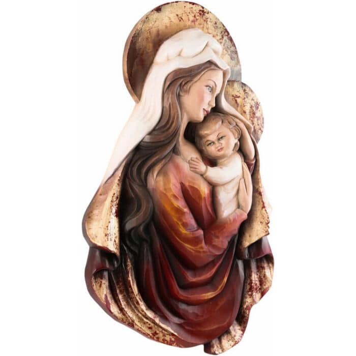 Święta Maryja i Dzieciątko Jezus - Symbol Miłości Matki – drewniana figura na ślub Święta Maryja i Dzieciątko Jezus - Symbol Miłości Matki figura drewniana – prezent na ślub – ujęcie 2