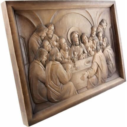 Ostatnia Wieczerza - Styl Ludowy - Bejcowana rzeźba drewniana – dekoracja salonu – ujęcie 2