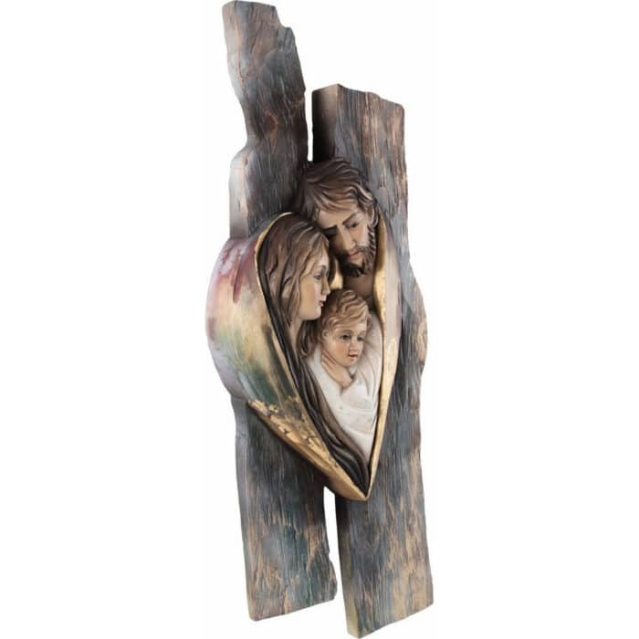 Święta Rodzina - Serce i Dom - Serce (model 13) – drewniana figura na Pierwszą Komunię Święta Rodzina - Serce i Dom - Serce (model 13) figura drewniana – prezent na pierwszą komunię – ujęcie 2