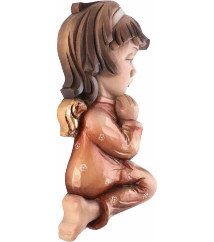 Anioł - Obrońca Dzieci (Dziewczynka) figura drewniana – prezent na chrzest – ujęcie 2