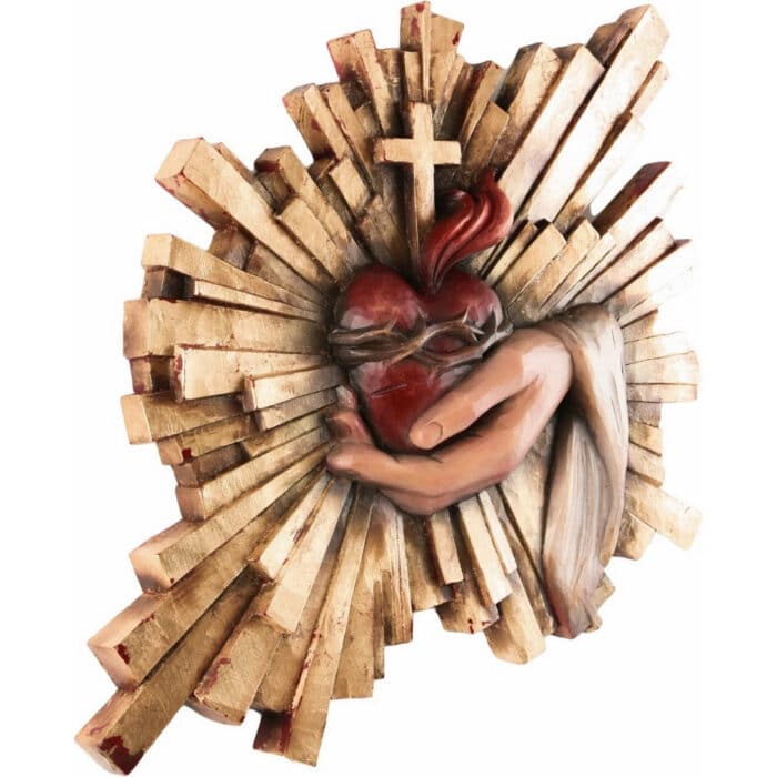Ofiara Serca - Błogosławieństwo rzeźba drewniana – dekoracja biblioteki – ujęcie 2