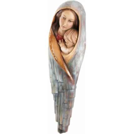 Święta Maria z Dzieckiem Jezusem - Wersja Nowoczesna figura drewniana – prezent na pierwszą komunię – ujęcie 3