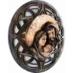 Święta rodzina - Serce i dom - Księżyc - Ażurowe tło (Model 9) - Złoto figura drewniana – prezent na chrzest