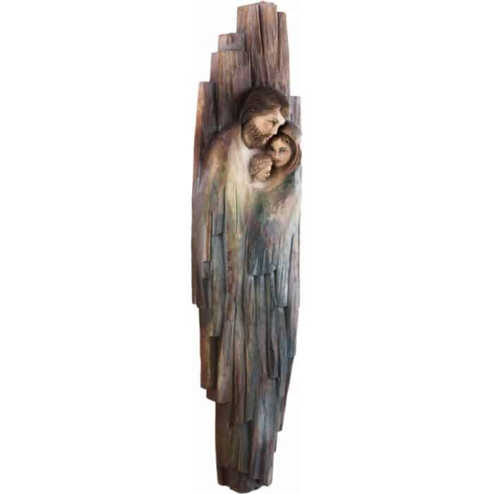 Święta Rodzina - Serce i Dom (model 1) – drewniana figura na rocznicę ślubu Święta Rodzina - Serce i Dom (model 1) figura drewniana – prezent na rocznicę ślubu – ujęcie 2