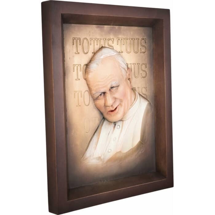 Papież - Jan Paweł II - Totus Tus figura drewniana – prezent na chrzest – ujęcie 2
