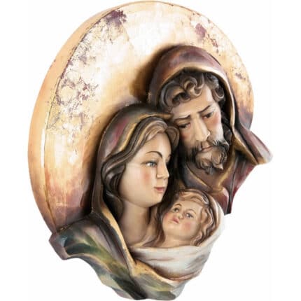 Święta Rodzina - Serce i Dom - Złoty Księżyc (model 8) figura drewniana – prezent na jubileusz – ujęcie 2