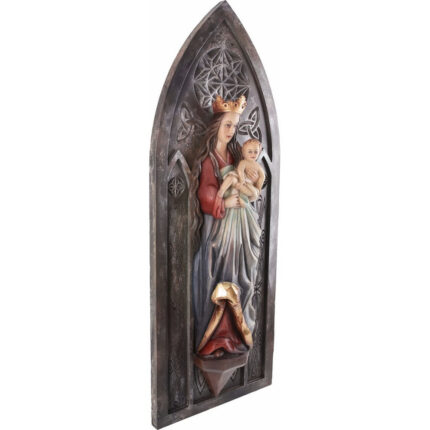 Święta Maryja i Dzieciątko Jezus - Styl Gotycki figura drewniana – prezent na jubileusz – ujęcie 2