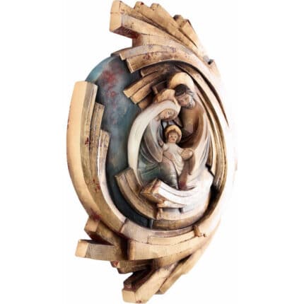 Święta Rodzina - Serce i Dom - Wir - Spirala (model 5) - Złoty liść figura drewniana – prezent na ślub – ujęcie 2