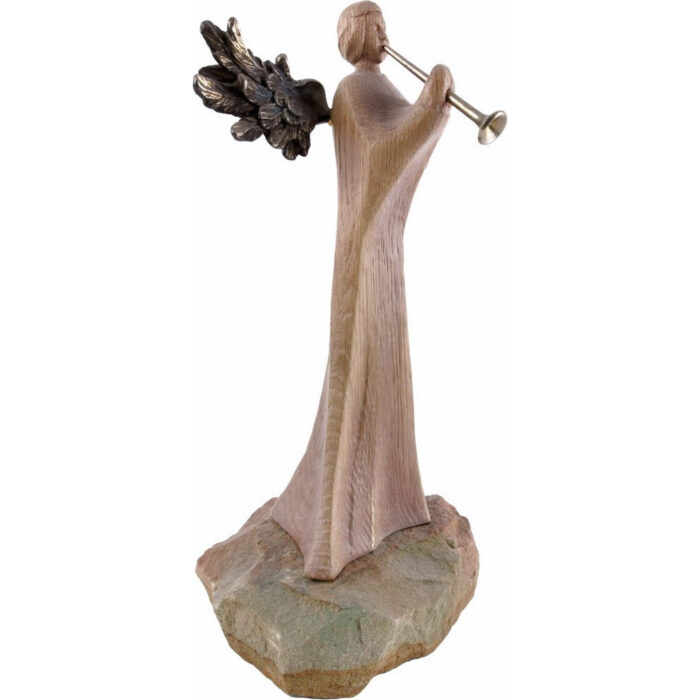 Anioł - Seria Ekskluzywna - Patron Muzyków - (Model 3 z 3) figura drewniana – prezent na chrzest