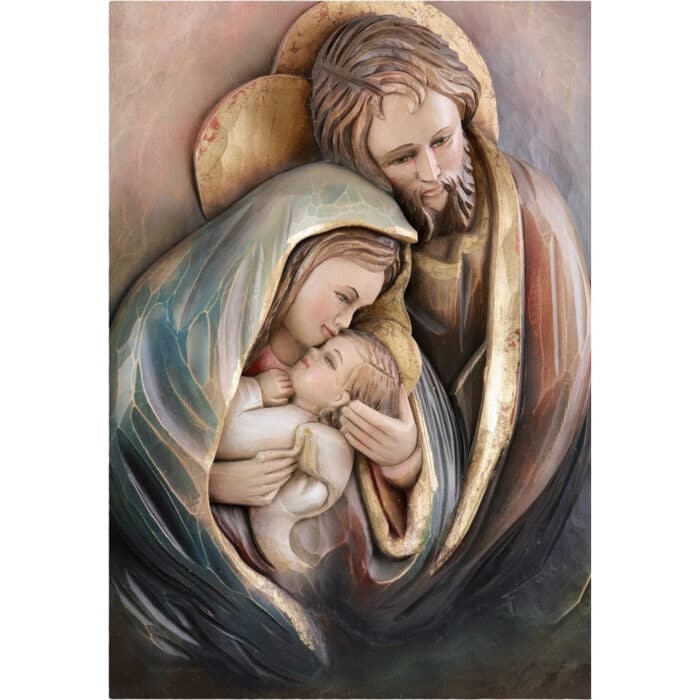 Święta Rodzina - Serce i Dom - Rama (model 10) figura drewniana – prezent na ślub