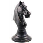 Koń Szachowy - rzeźba drewniana (rozmiar 1 - czarny) rzeźba drewniana – dekoracja gabinetu – ujęcie 2