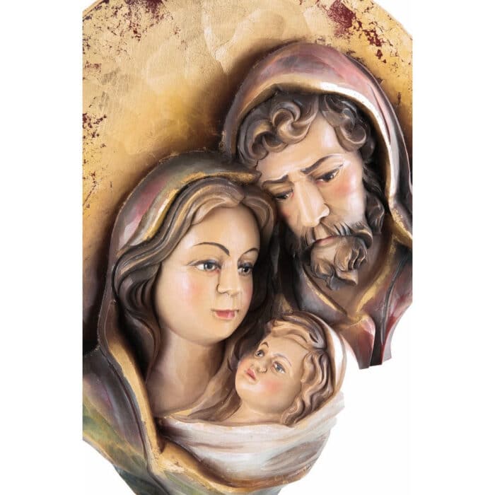 Święta Rodzina - Serce i Dom - Złoty Księżyc (model 8) figura drewniana – prezent na rocznicę ślubu