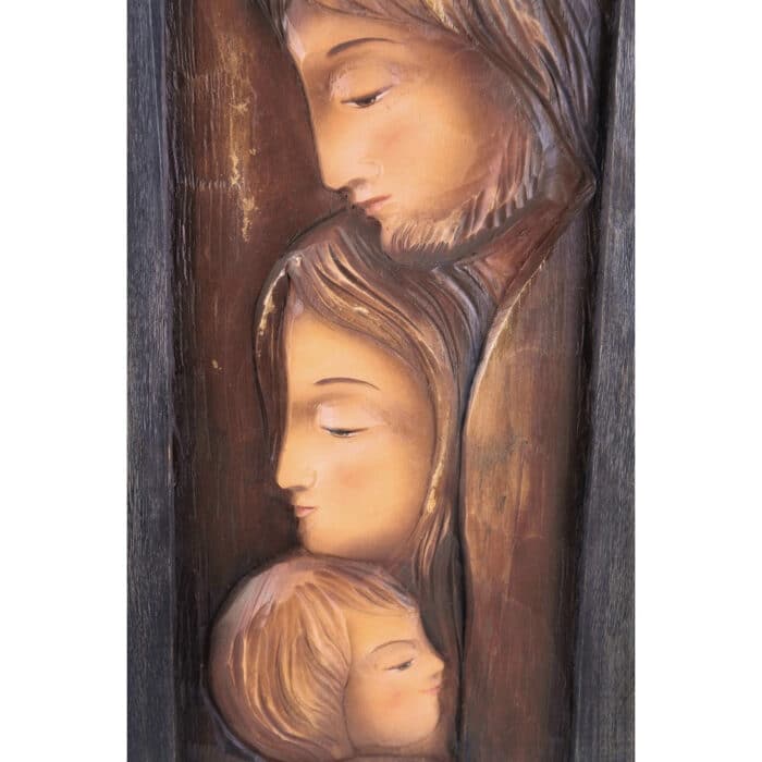 Święta Rodzina - Serce i Dom - Okno (Model 3) figura drewniana – prezent na rocznicę ślubu