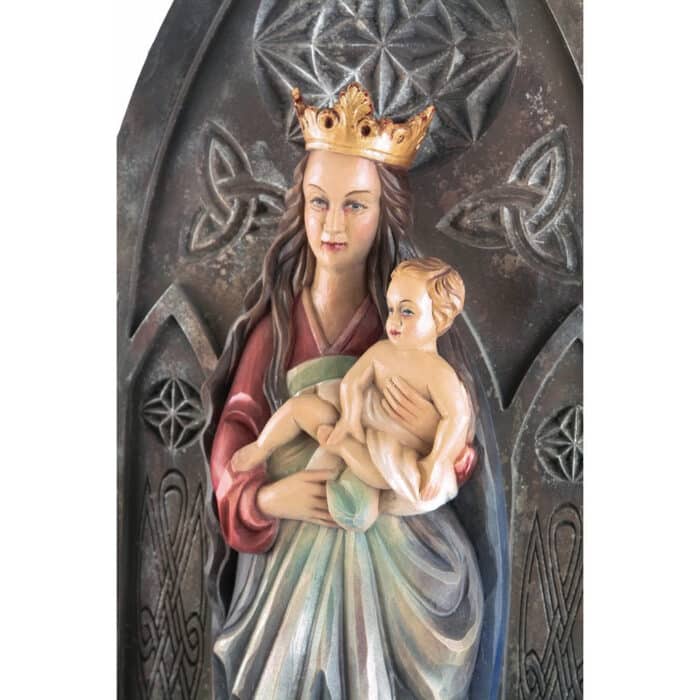 Święta Maryja i Dzieciątko Jezus - Styl Gotycki figura drewniana – prezent na jubileusz