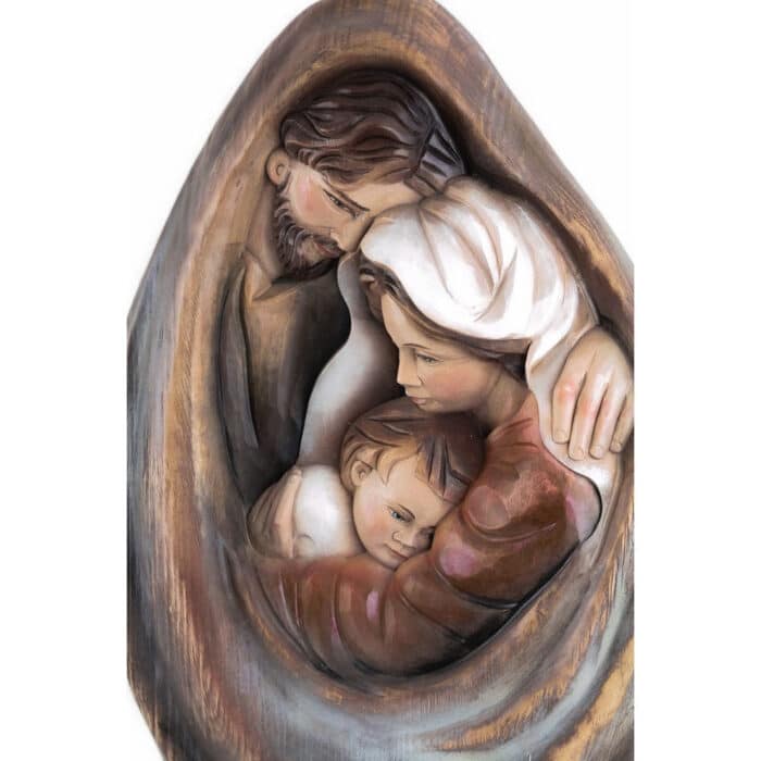 Święta Rodzina - Serce i dom - Kropla Miłości (model 7) figura drewniana – prezent na jubileusz – ujęcie 2