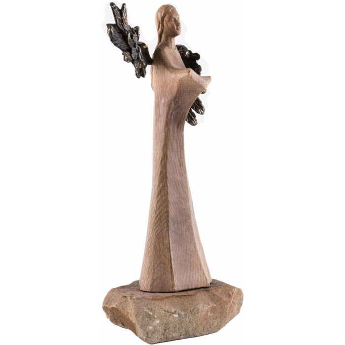 Anioł - Seria Exclusive - Patron biblioteki - (Model 1 z 3) figura drewniana – prezent na rocznicę ślubu