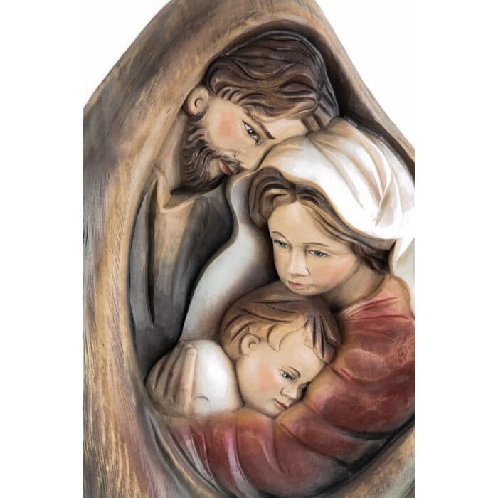 Święta Rodzina - Serce i dom - Kropla Miłości (model 7) figura drewniana – prezent na chrzest