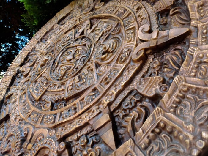 Dekoracja Ścienna - Kalendarz Majów (Azteków) - 150cm - wielkogabarytowa płaskorzeźba rzeźba drewniana – dekoracja biura