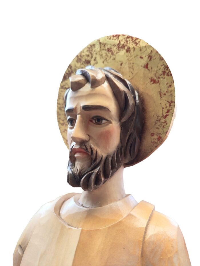 Św. Józef - Srebrne Niebo - na skałach rzeźba drewniana – dekoracja wnętrza – ujęcie 2